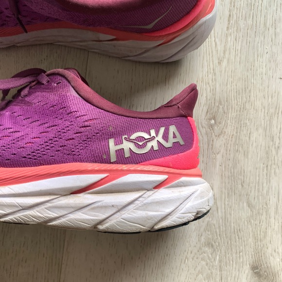 Hoka Clifton 8 Womens Running Shoes Purple Pink Athletic Sneakers - Picture 2 of 10
